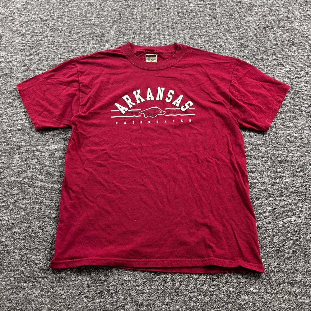 Vintage 1990s Red Oak Collegiate Arkansas Razorbacks T-Shirt Maroon Size Large